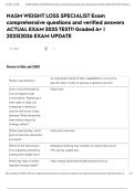 NASM WEIGHT LOSS SPECIALIST Exam comprehensive questions and verified answers ACTUAL EXAM 2025 TEST&excl;&excl; Graded A&plus; &vert; 2025&vert;2026 EXAM UPDATE