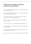 HTML Exam 1 Chapter 1-3 Review questions well answered 