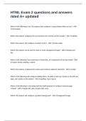HTML Exam 2 questions and answers rated A&plus; updated