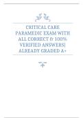 CRITICAL CARE PARAMEDIC EXAM WITH ALL CORRECT & 100&percnt; VERIFIED ANSWERS&vert;ALREADY GRADED A&plus;