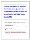 StraighterLine Introduction to Religion  Final Practice Exam  Questions And  Correct Answers &lpar;Verified Answers&rpar; Plus  Rationales 2025&vert;2026 Q&A &vert; Instant  Download Pdf 