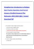 StraighterLine Introduction to Religion  Quiz Practice Questions And Correct  Answers &lpar;Verified Answers&rpar; Plus  Rationales 2025&vert;2026 Q&A &vert; Instant  Download Pdf 