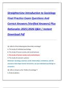 StraighterLine Introduction to Sociology  Final Practice Exam Questions And  Correct Answers &lpar;Verified Answers&rpar; Plus  Rationales 2025&vert;2026 Q&A &vert; Instant  Download Pdf 