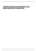 CHEMO CERTIFICATION RENEWAL 2025 QUESTIONS WITH PASSED ANS&period;