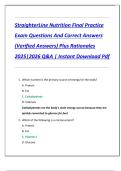 StraighterLine Nutrition Final Practice  Exam Questions And Correct Answers  &lpar;Verified Answers&rpar; Plus Rationales  2025&vert;2026 Q&A &vert; Instant Download Pdf