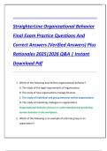 StraighterLine Organizational Behavior  Final Exam Practice Questions And  Correct Answers &lpar;Verified Answers&rpar; Plus  Rationales 2025&vert;2026 Q&A &vert; Instant  Download Pdf 