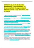 CDFM Study Guide Section 1&period;3 Management's Responsibility for Enterprise Risk Management and Internal Control Exam Questions And Answers