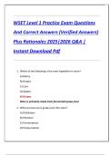 WSET Level 1 Practice Exam Questions  And Correct Answers &lpar;Verified Answers&rpar;  Plus Rationales 2025&vert;2026 Q&A &vert;  Instant Download Pdf 