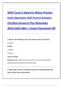 WSET Level 2 Award in Wines Practice  Exam Questions And Correct Answers  &lpar;Verified Answers&rpar; Plus Rationales  2025&vert;2026 Q&A &vert; Instant Download Pdf 