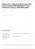 Culinary Arts 1- Final Exam Review Exam fully solved & updated 2025-2026&lpar;latest version verified for accuracy&rpar; &vert; 20242025 Latest&excl;&excl;