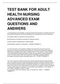 Test Bank Adult Health Nursing Advanced Exam 2026 &vert; Verified Test Questions & Correct Answers A&plus;
