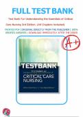Test Bank for Understanding the Essentials of Critical Care Nursing 3rd Edition by Perrin&period;&vert;&vert;All chapters 1-19 covered&period;&vert;&vert;Full test bank&period;