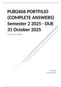 PUB2606 PORTFILIO &lpar;COMPLETE ANSWERS&rpar; Semester 2 2025 - DUE 31 October 2025