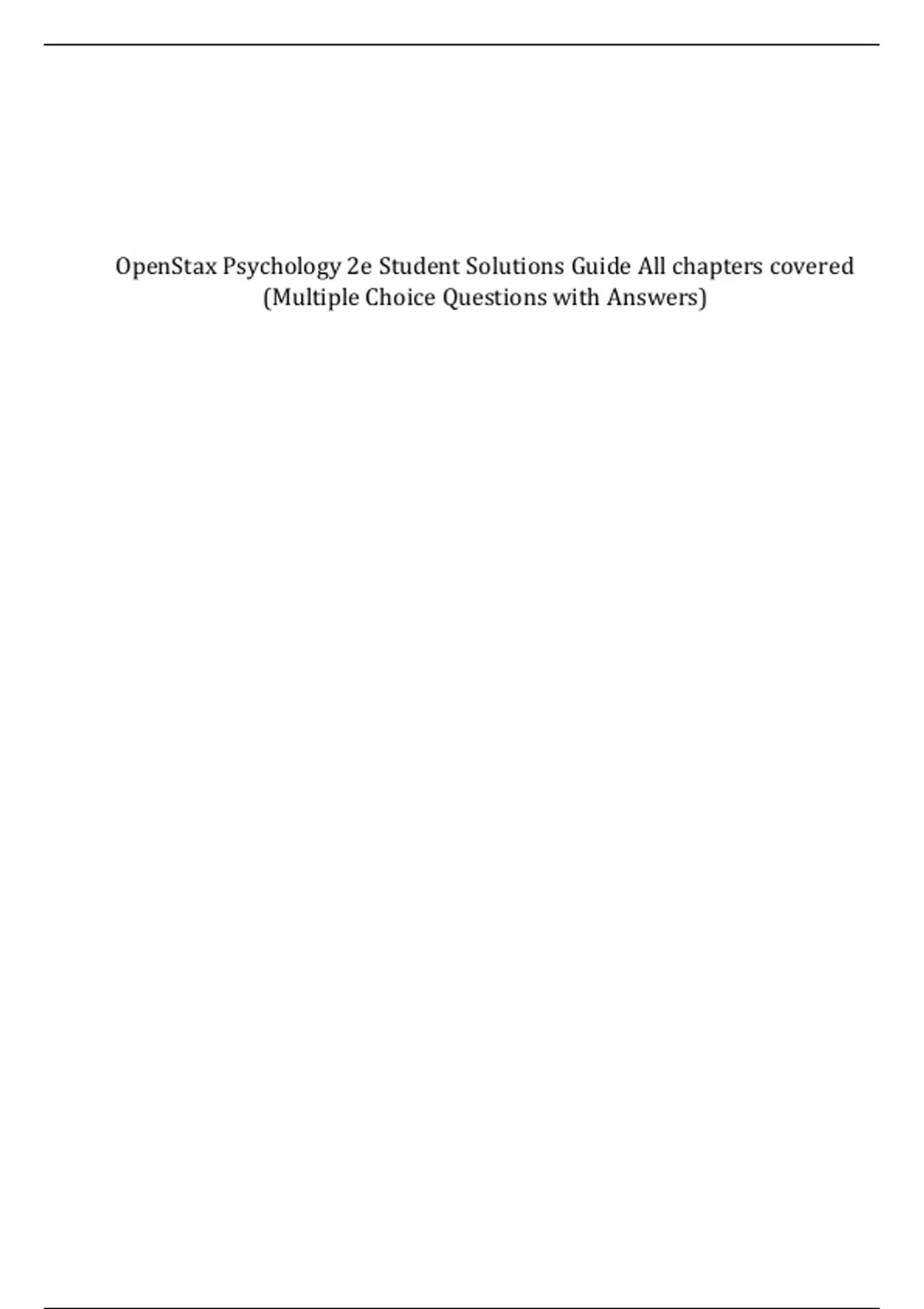 OpenStax Psychology 2e Student Solutions Guide All chapters covered ...