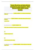 Texas Nursing Jurisprudence Questions and Answers 100&percnt; Solved 2025-2026 Latest Update 