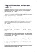 MGMT 3000 Questions and answers graded A&plus;