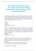 WGU C838 Managing Cloud Security Final Exam OA &lpar;2023&ndash;2024&rpar; &vert; 100 Verified Questions & Answers &vert; A&plus;