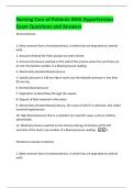 Nursing Care of Patients With Hypertension  Exam Questions and Answers 