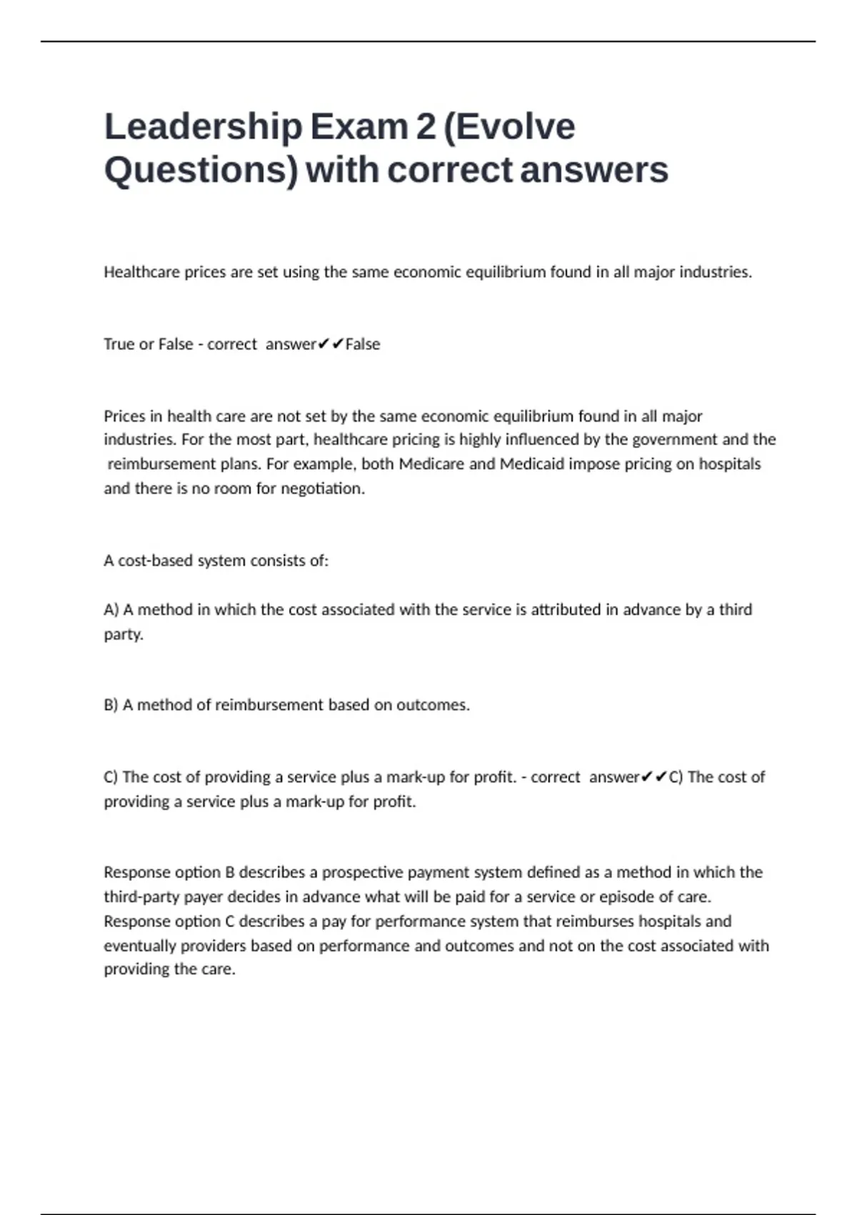 Leadership Exam 2 (Evolve Questions) with correct answers - Leadership ...