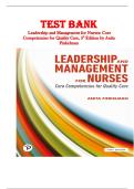 Leadership and Management for Nurses Test Bank &lpar;5th Edition&rpar; by Anita Finkelman &ndash; Complete Exam Questions & Verified Answers &vert; Core Competencies for Quality Car