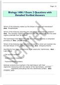 Biology 1406 &sol;&sol; Exam 2 Questions with  Detailed Verified Answers