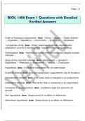 BIOL 1406 Exam 1 Questions with Detailed  Verified Answers