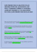 LIFE PRODUCER GUARANTEE EXAM  2025&sol;2026 WITH 150&plus; QUESTIONS AND  WELL-VERIFIED CORRECT ANSWERS &vert;  ALREADY GRADED A&plus; &vert; GUARANTEED  SUCCESS &vert; LIFE PRODUCER MI EXAM 2025