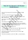 Body Art Test Questions with Detailed  Verified Answers