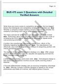 BUS 475 exam 2 Questions with Detailed  Verified Answers 
