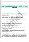 CBI - Quiz 6 Questions with Detailed Verified  Answers