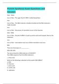 Protein Synthesis Exam Questions and  Answers