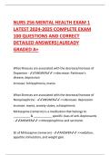 NURS 256 MENTAL HEALTH EXAM 1  LATEST 2024-2025 COMPLETE EXAM  100 QUESTIONS AND CORRECT  DETAILED ANSWERS&vert;ALREADY  GRADED A&plus;