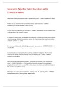 Insurance Adjuster Exam Questions With Correct Answers 