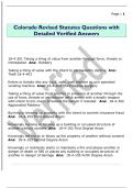 Colorado Revised Statutes Questions with  Detailed Verified Answers