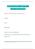 COA STUDY GUIDE Exam 2026 Questions and Answers