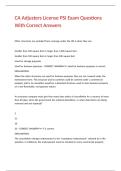 CA Adjusters License PSI Exam Questions With Correct Answers