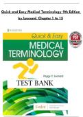 Comprehensive Study Guide&colon; Quick and Easy Medical Terminology &lpar;9th Edition&rpar; by Peggy C&period; Leonard &ndash; Chapters 1&ndash;15