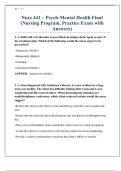 Nurs 441 &ndash; Psych-Mental Health Final &lpar;Nursing Program&comma; Practice Exam with Answers&rpar;