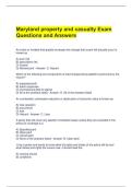 Maryland property and casualty Exam Questions and Answers 