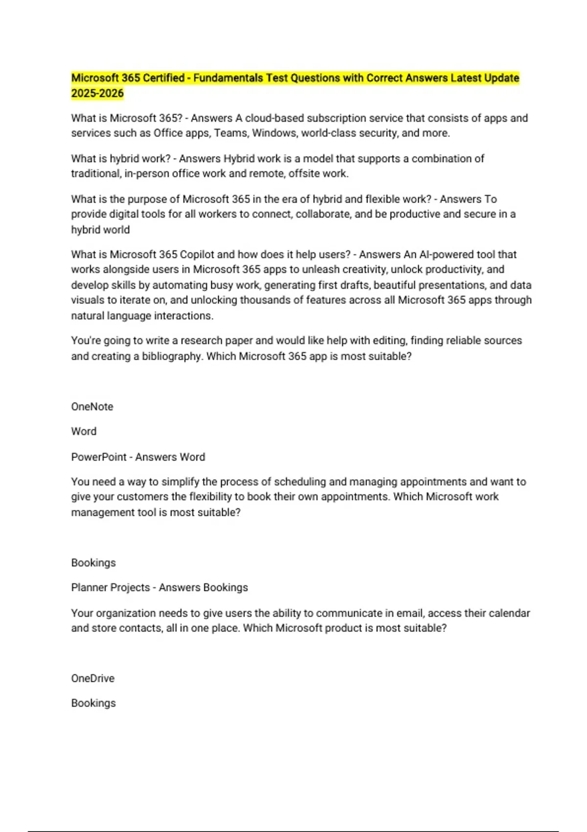 microsoft-365-certified-fundamentals-test-questions-with-correct