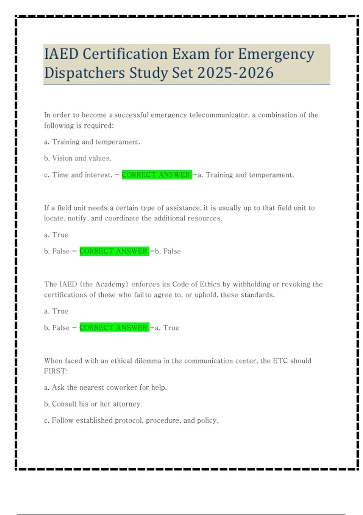 Iaed Pin IAED Certification Exam for Emergency Dispatchers Study Set - IAED ...