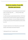 Florida law dentistry Exam 2026 Questions and Answers