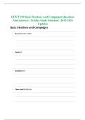 GOVT 220 Quiz Elections And Campaigns Questions And Answers &vert; Verifies Study Solutions &vert; 2025-2026 Updates