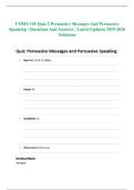 COMS 101 Quiz 2 Persuasive Messages And Persuasive Speaking &vert; Questions And Answers &vert; Latest Updates 2025-2026 Solutions