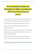 WGU Educational Psychology and Development of Children and Adolescents - D094 Exam 2026 Questions and Answers