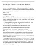 NURSING 400&colon; EXAM 1 QUESTIONS AND ANSWERS 