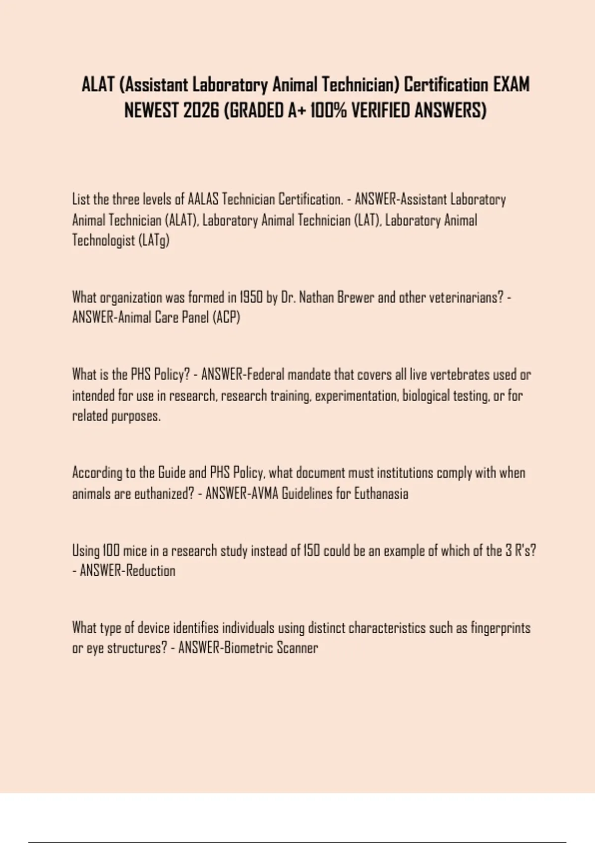 ALAT Certification Exam 2026 | Updated Assistant Laboratory Animal ...