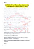 NUR 155- Final Exam Questions with Correct Answers Graded A&plus; 2025