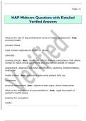 HAP Midterm Questions with Detailed  Verified Answers 