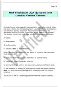 HAP Final Exam LOA Questions with  Detailed Verified Answers